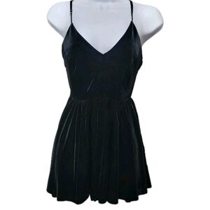 Urban Outfitters Silence Noise Romper Sz S Black Velvet Velour Witchy Goth Club‎